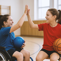 Jugendliche beim Para-Sport in einer Turnhalle in Wittenberg